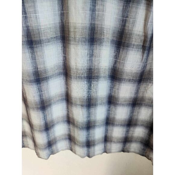 Men's Tommy Bahama Gray Plaid Linen Short Sleeve Button Down Shirt- Size Large - Picture 7 of 8